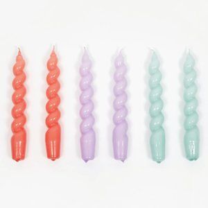 Hay Candle Spiral Set of 6 - Ice Blue Lilac Apricot